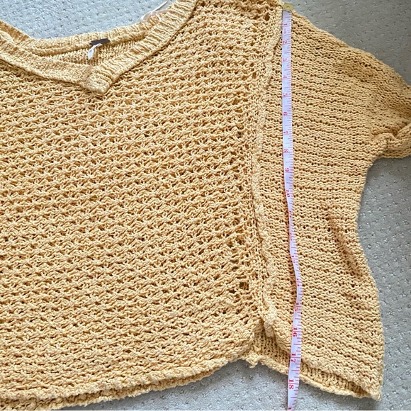 Free People Yellow Vneck Pullover Sweater Long Sleeve - Picture 7 of 8